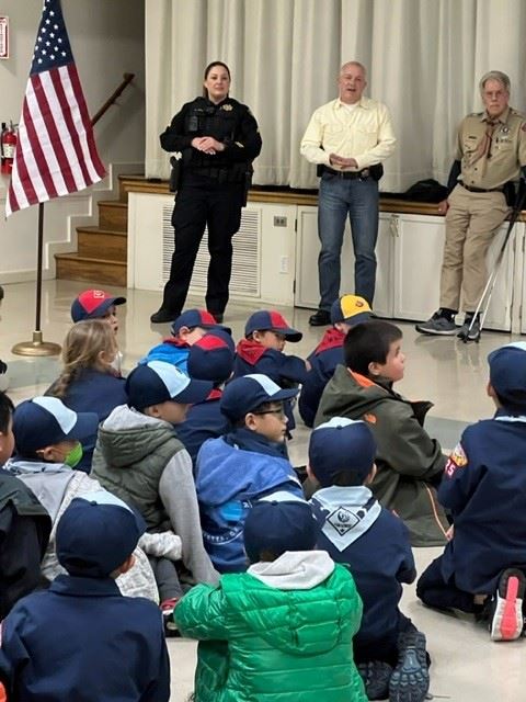 Police Visiting scout troop. 